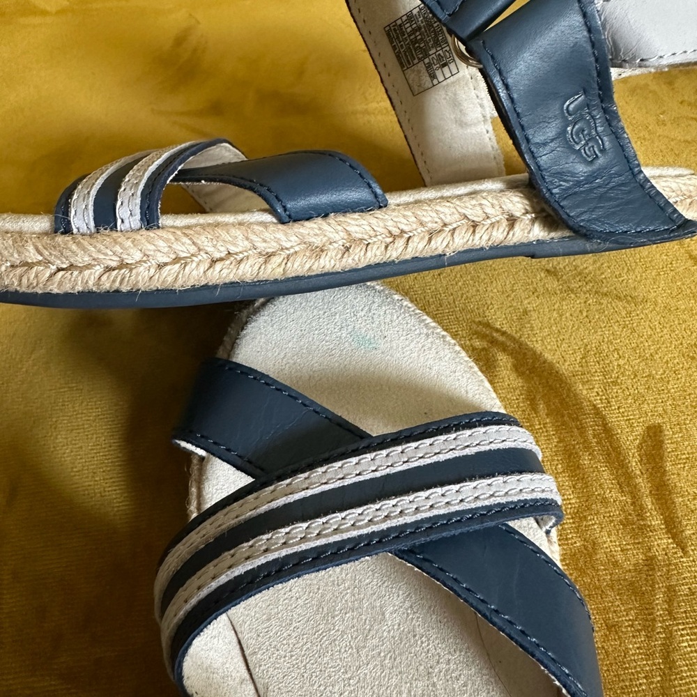 UGG Navy and White Strappy Sandals